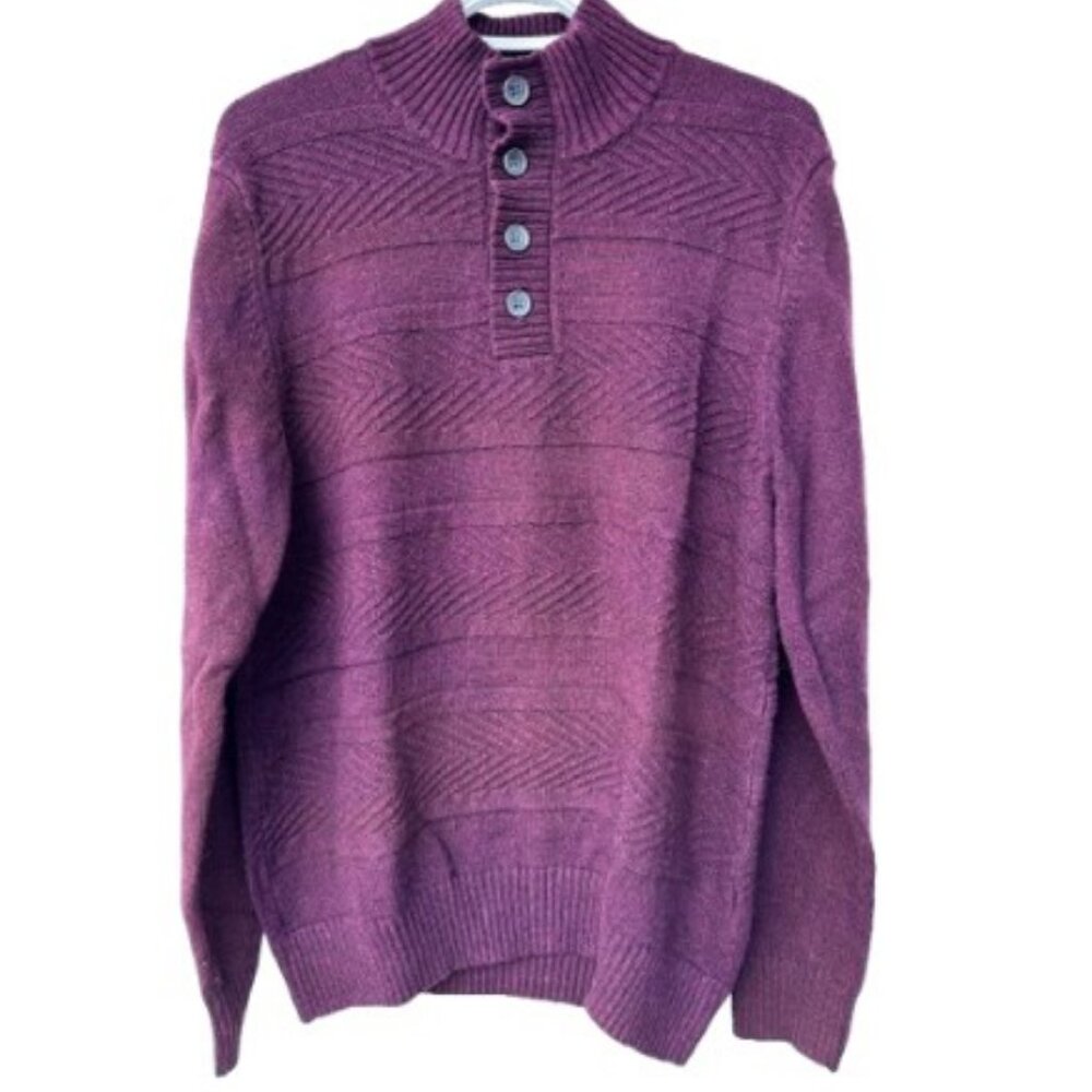 Marc Anthony mock neck knitted pullover sweater burgundy men's size L